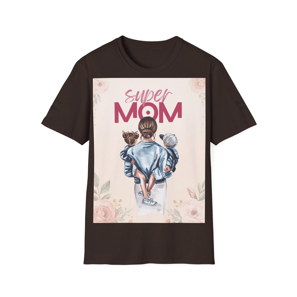 Unisex T-Shirt „Super Mom & Hund“ | Weiches Baumwoll-Shirt mit Pastell-Illustration