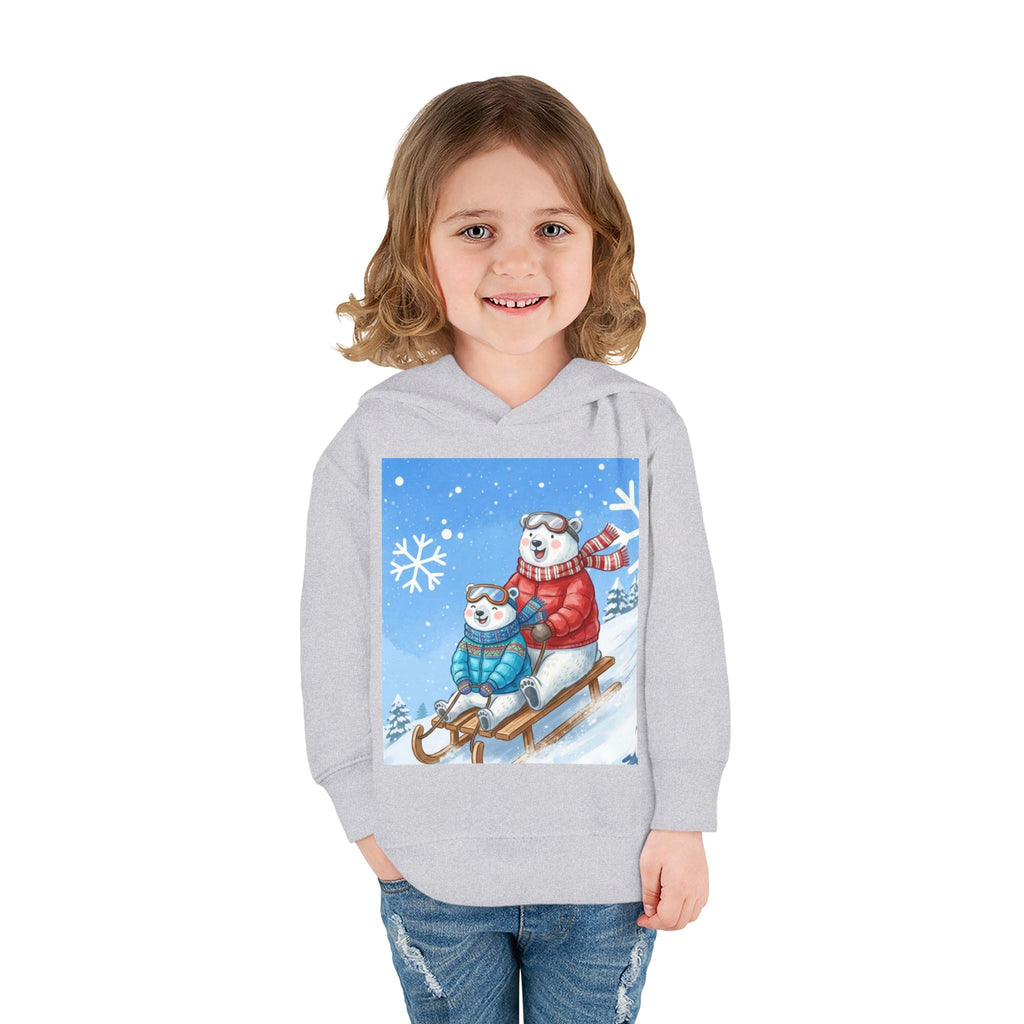 Kinder Fleece-Kapuzenpullover „Schlittenspaß mit Weihnachtsmann“ – Premium Qualität