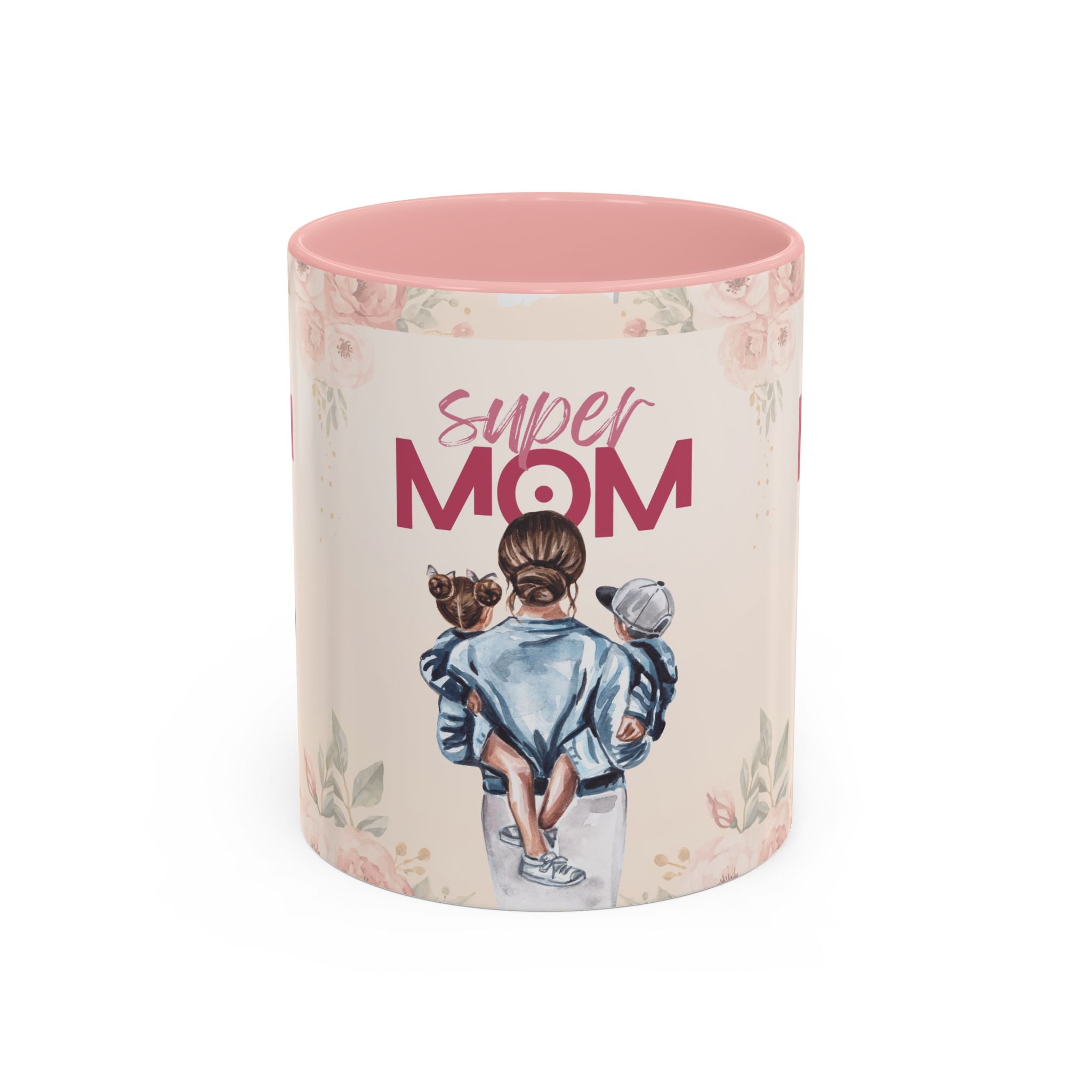 Keramikbecher „Super MOM“ mit Farbakzent | Tasse für Mamas