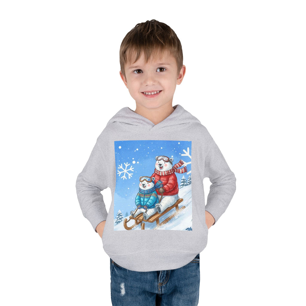 Kinder Fleece-Kapuzenpullover „Schlittenspaß mit Weihnachtsmann“ – Premium Qualität