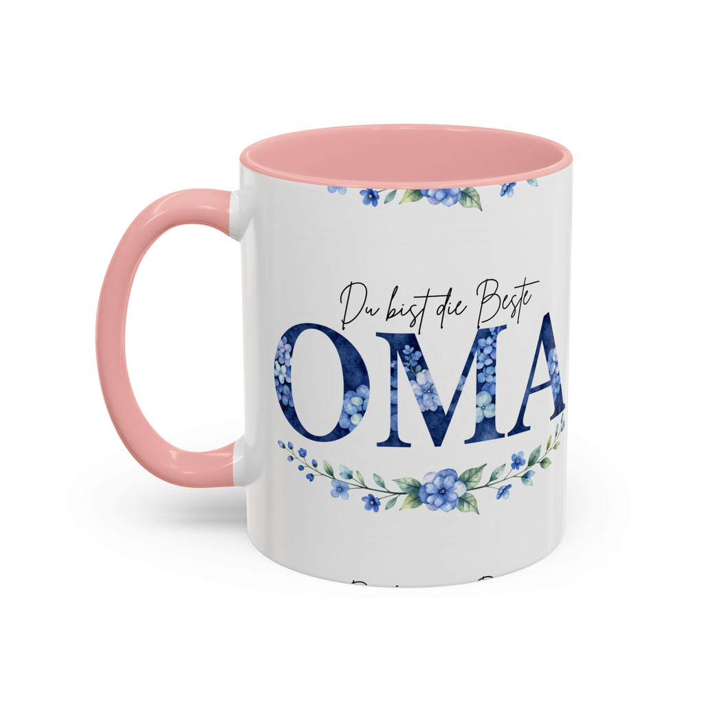 Oma Tasse – Du bist die Beste – Blumen-Motiv | Keramik Kaffeetasse Geschenk (11/15oz)