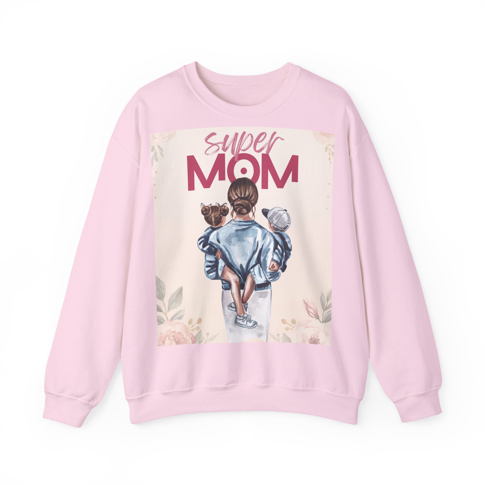 Unisex Sweatshirt „Super Mom“ | Gemütlicher Pullover mit Blumen-Illustration