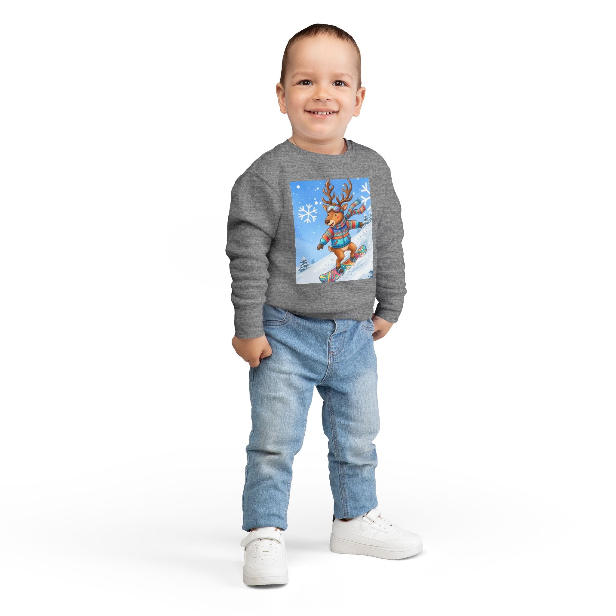Kleinkind-Sweatshirt mit Snowboard-Rentier