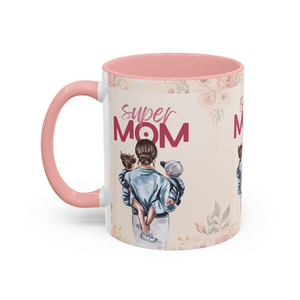 Keramikbecher „Super MOM“ mit Farbakzent | Tasse für Mamas