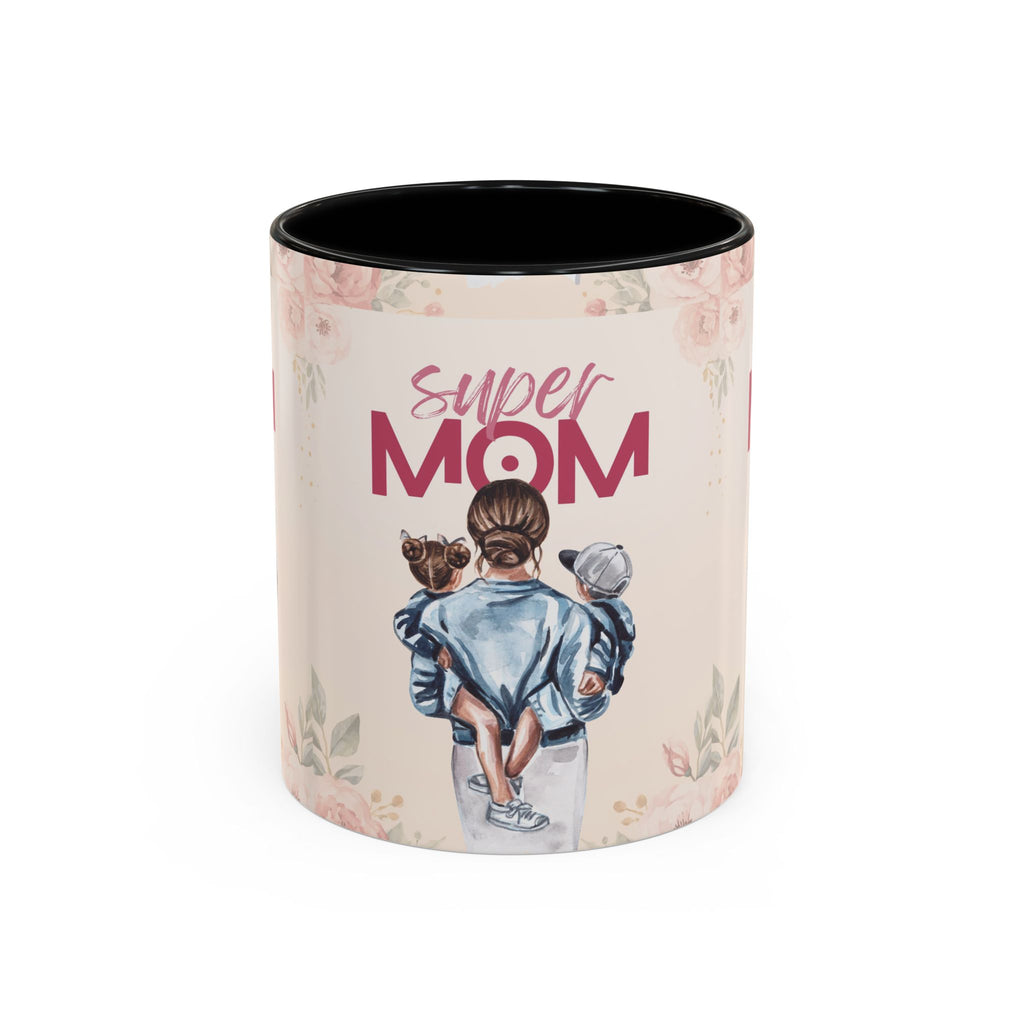 Keramikbecher „Super MOM“ mit Farbakzent | Tasse für Mamas