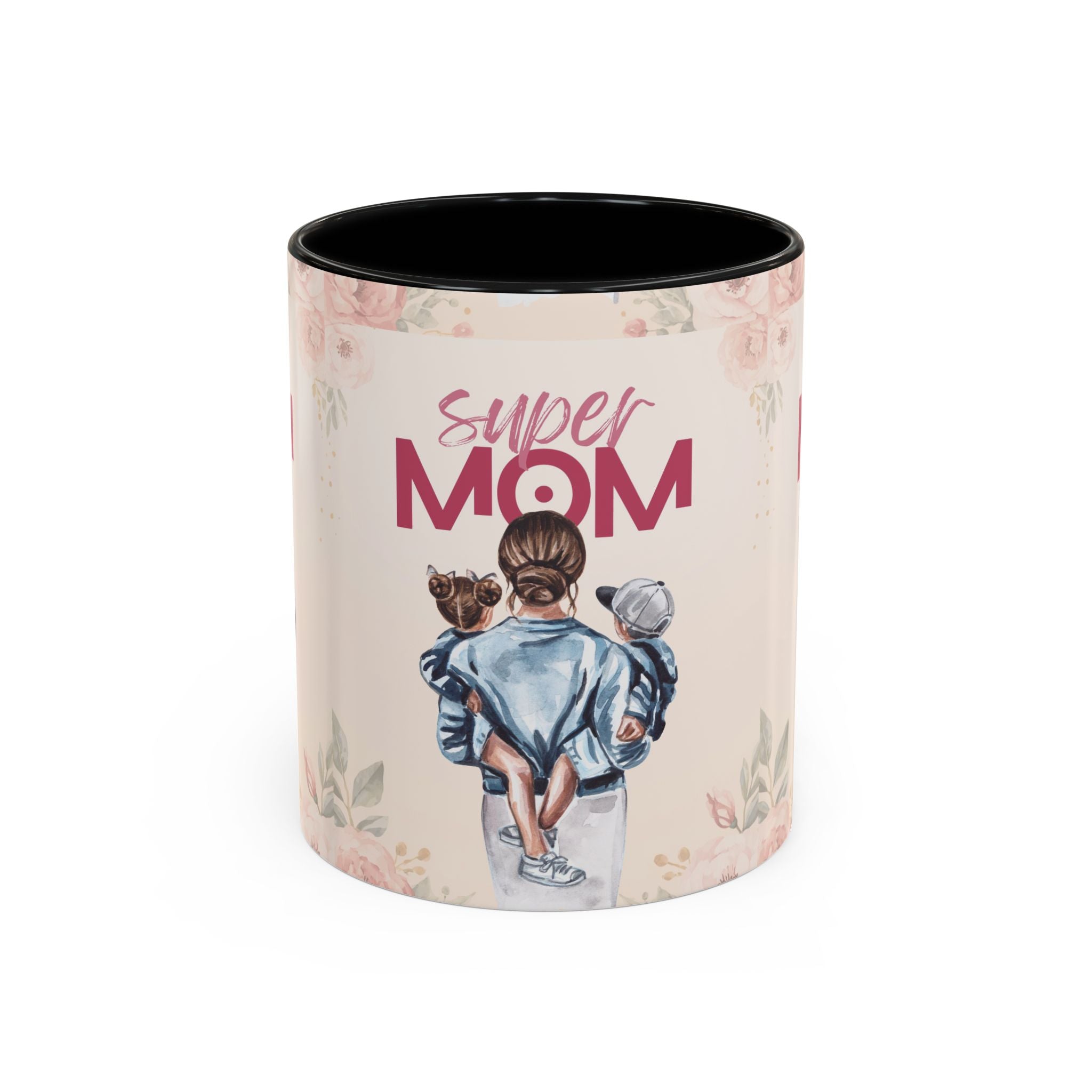 Keramikbecher „Super MOM“ mit Farbakzent | Tasse für Mamas