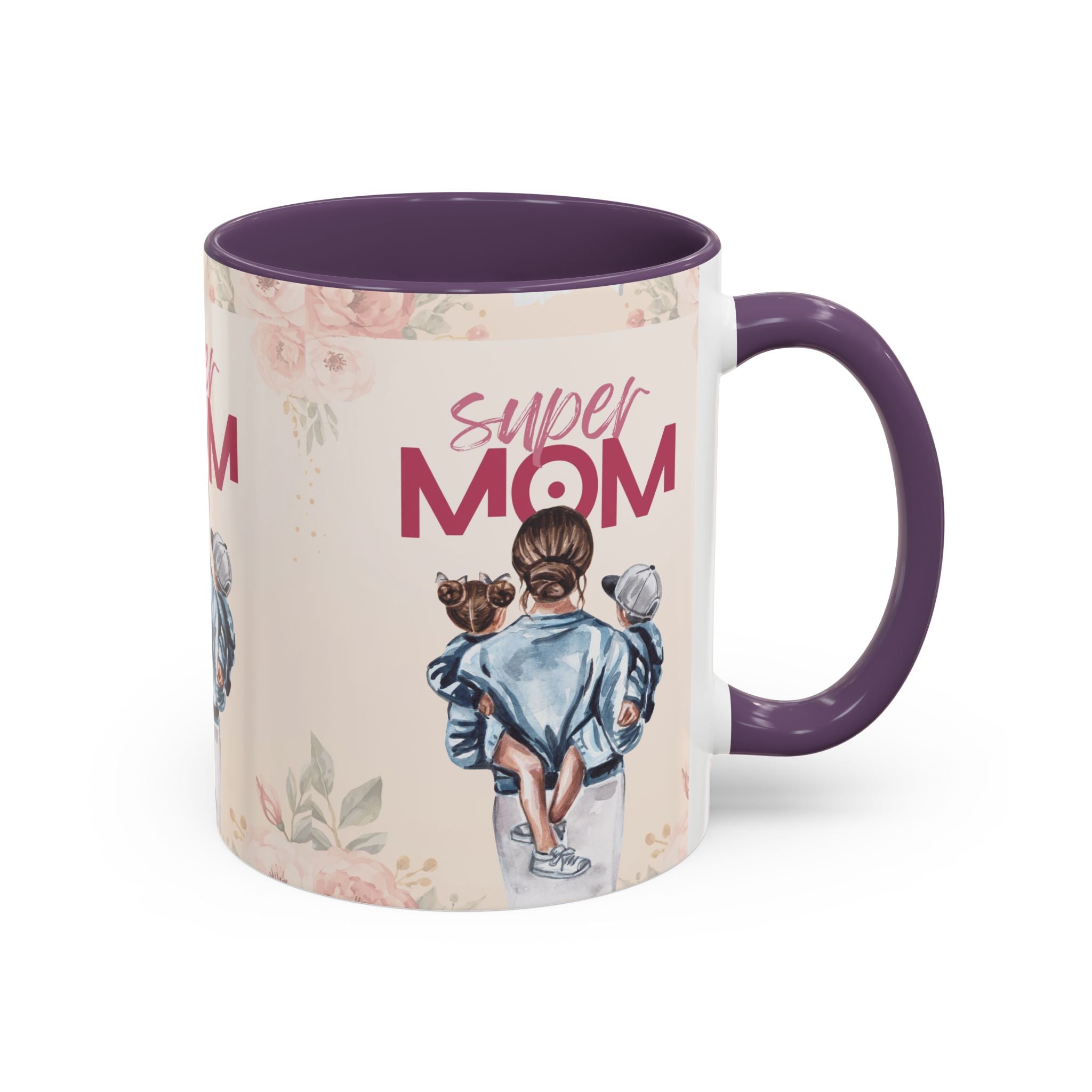 Keramikbecher „Super MOM“ mit Farbakzent | Tasse für Mamas