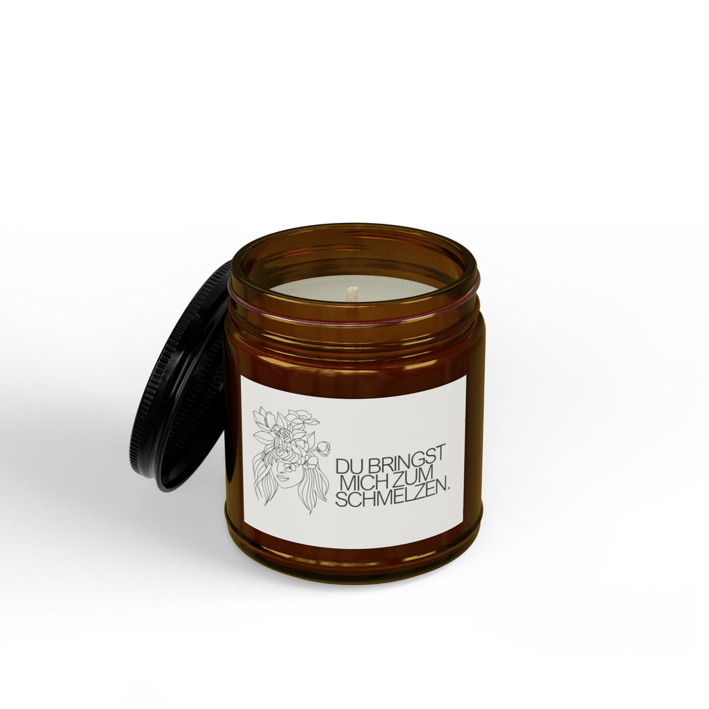 Minimalistische Sojakerze im Glas • Handgegossen Duftkerze Bio Sojawachs • Bernstein Glas Kerze Vegan • Geschenk für Sie Einzug