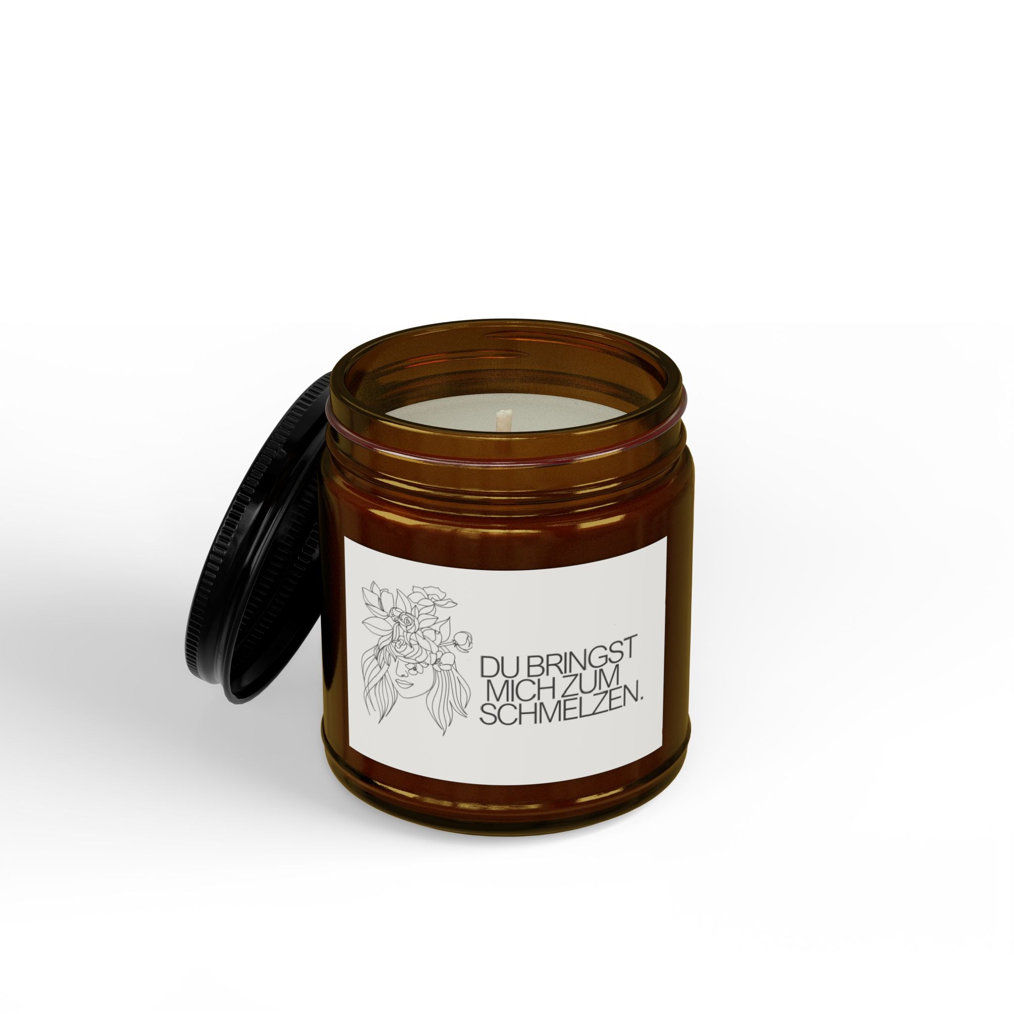 Minimalistische Sojakerze im Glas • Handgegossen Duftkerze Bio Sojawachs • Bernstein Glas Kerze Vegan • Geschenk für Sie Einzug