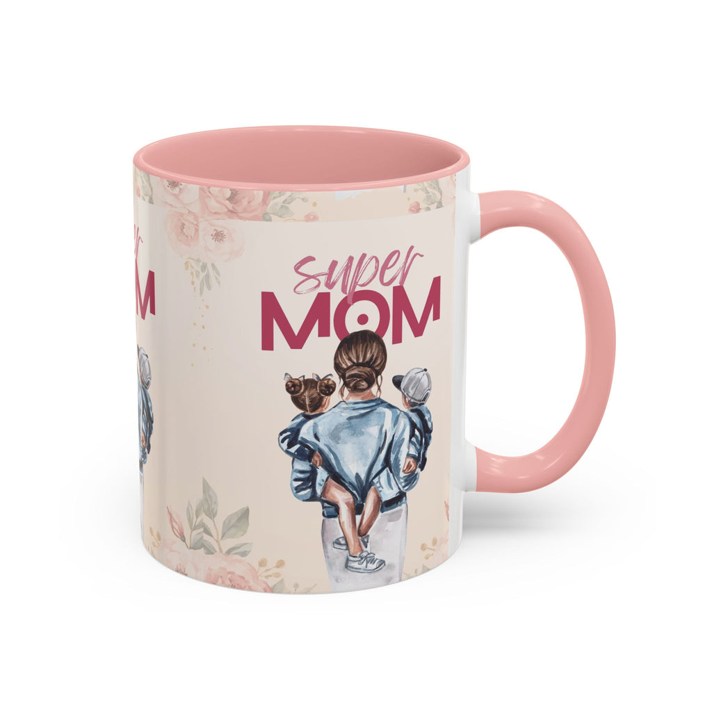 Keramikbecher „Super MOM“ mit Farbakzent | Tasse für Mamas