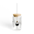 Glasbecher mit Strohhalm & Bambusdeckel „Moonlight Magic“ | 16oz Mystic-Trinkglas