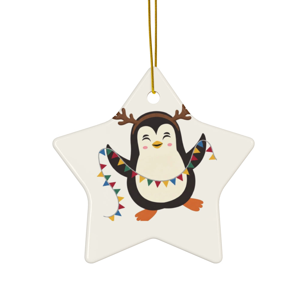 Keramik-Weihnachtsanhänger – Glänzende Festtagsdeko in 4 Formen (Stern, Herz, Kreis, Schneeflocke)