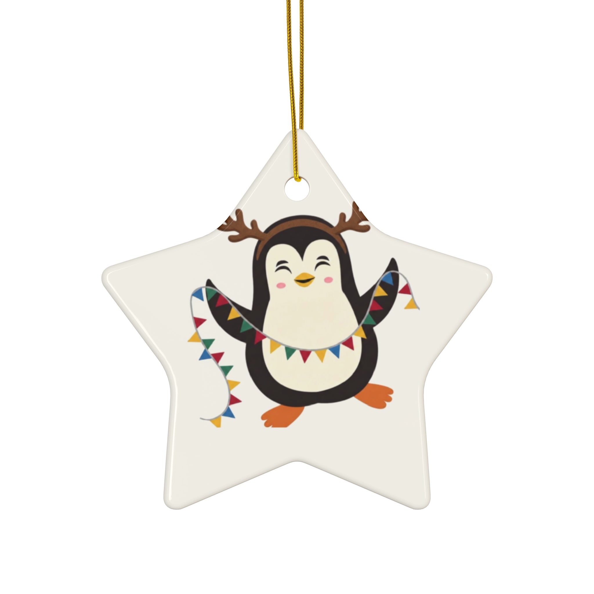 Keramik-Weihnachtsanhänger – Glänzende Festtagsdeko in 4 Formen (Stern, Herz, Kreis, Schneeflocke)
