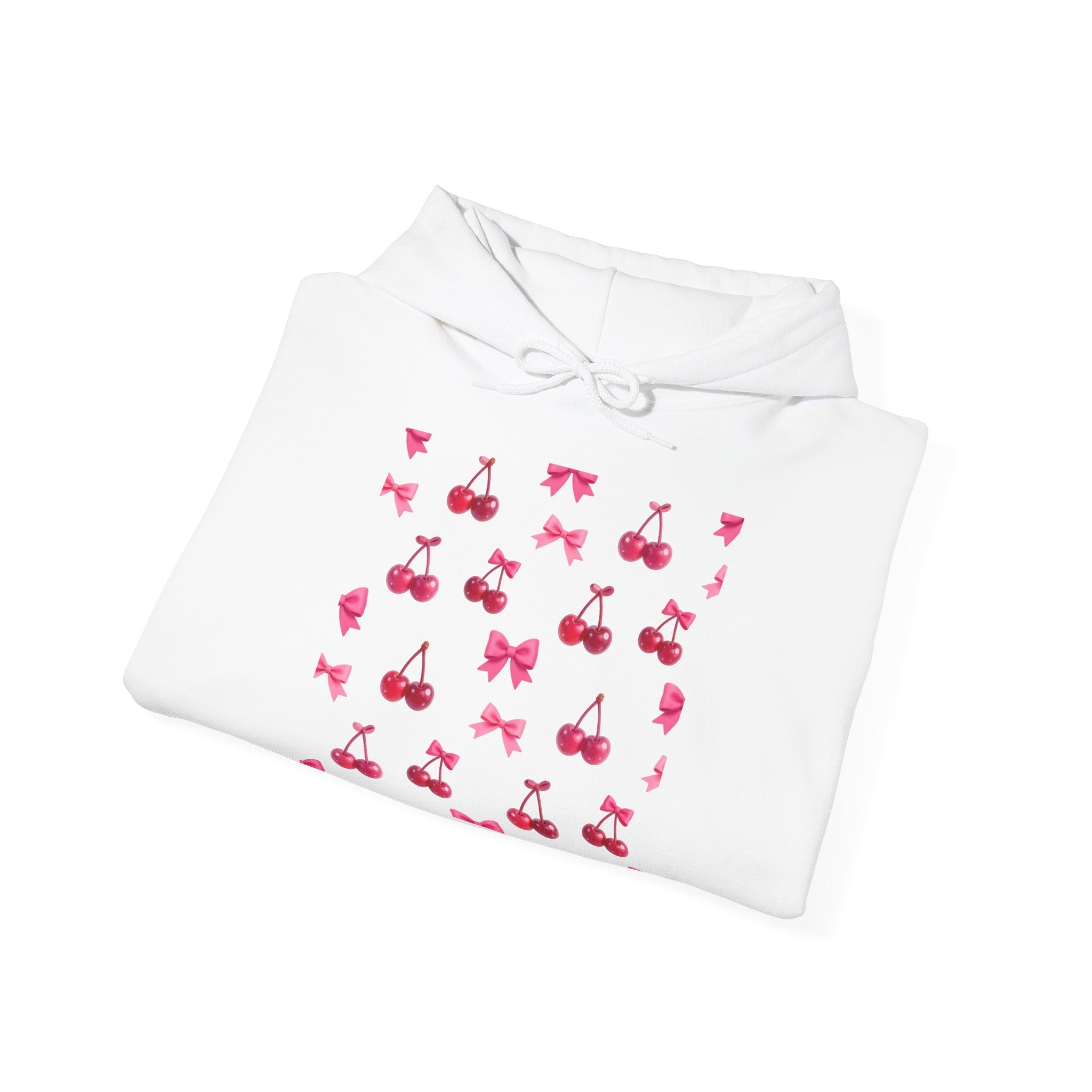 Cherry Hoodie — Pinker Kirsch-Pullover mit Grafik-Print