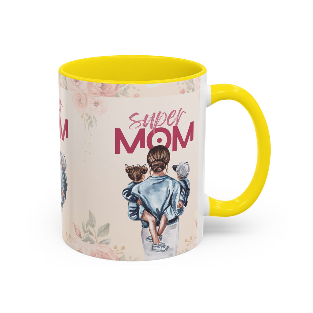 Keramikbecher „Super MOM“ mit Farbakzent | Tasse für Mamas