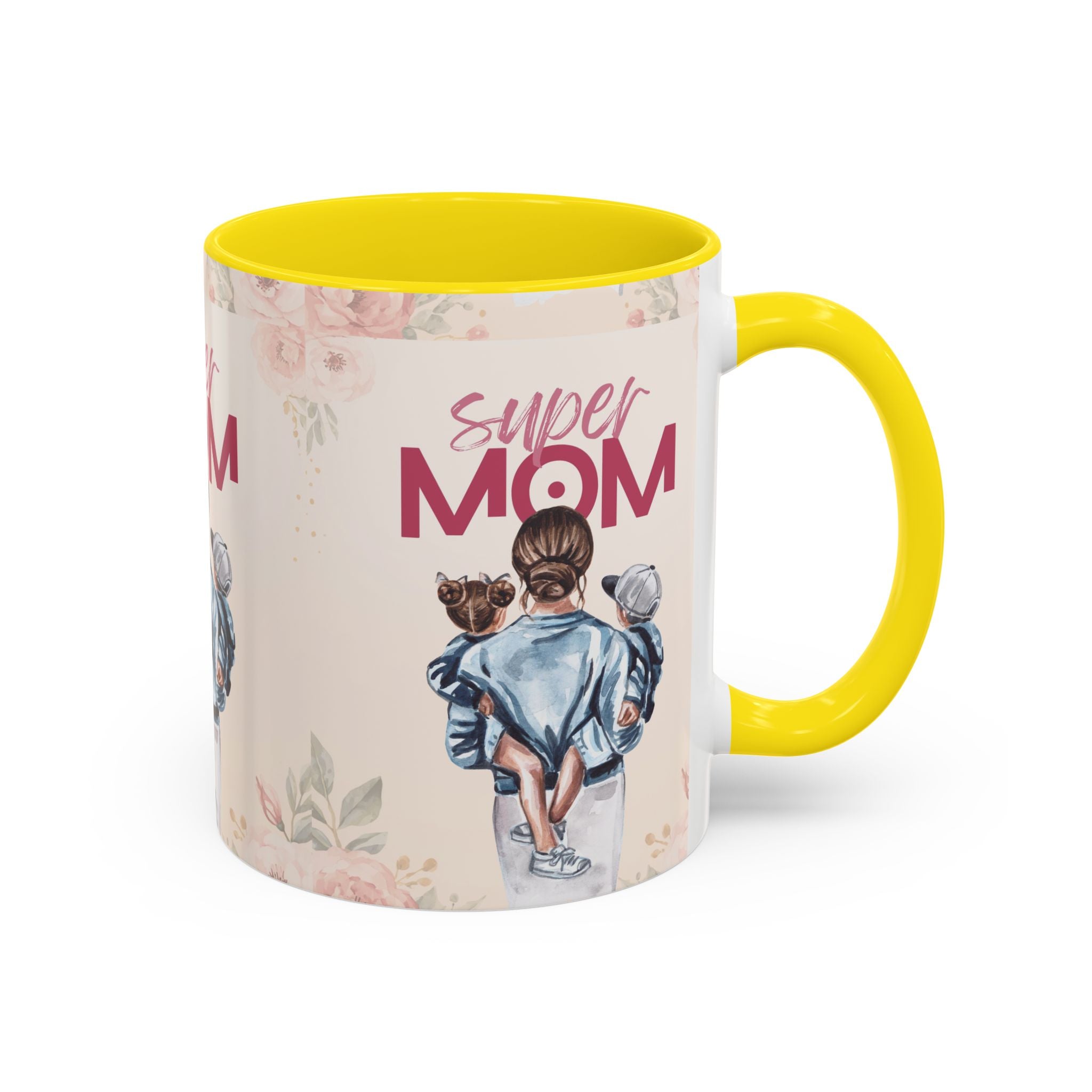 Keramikbecher „Super MOM“ mit Farbakzent | Tasse für Mamas