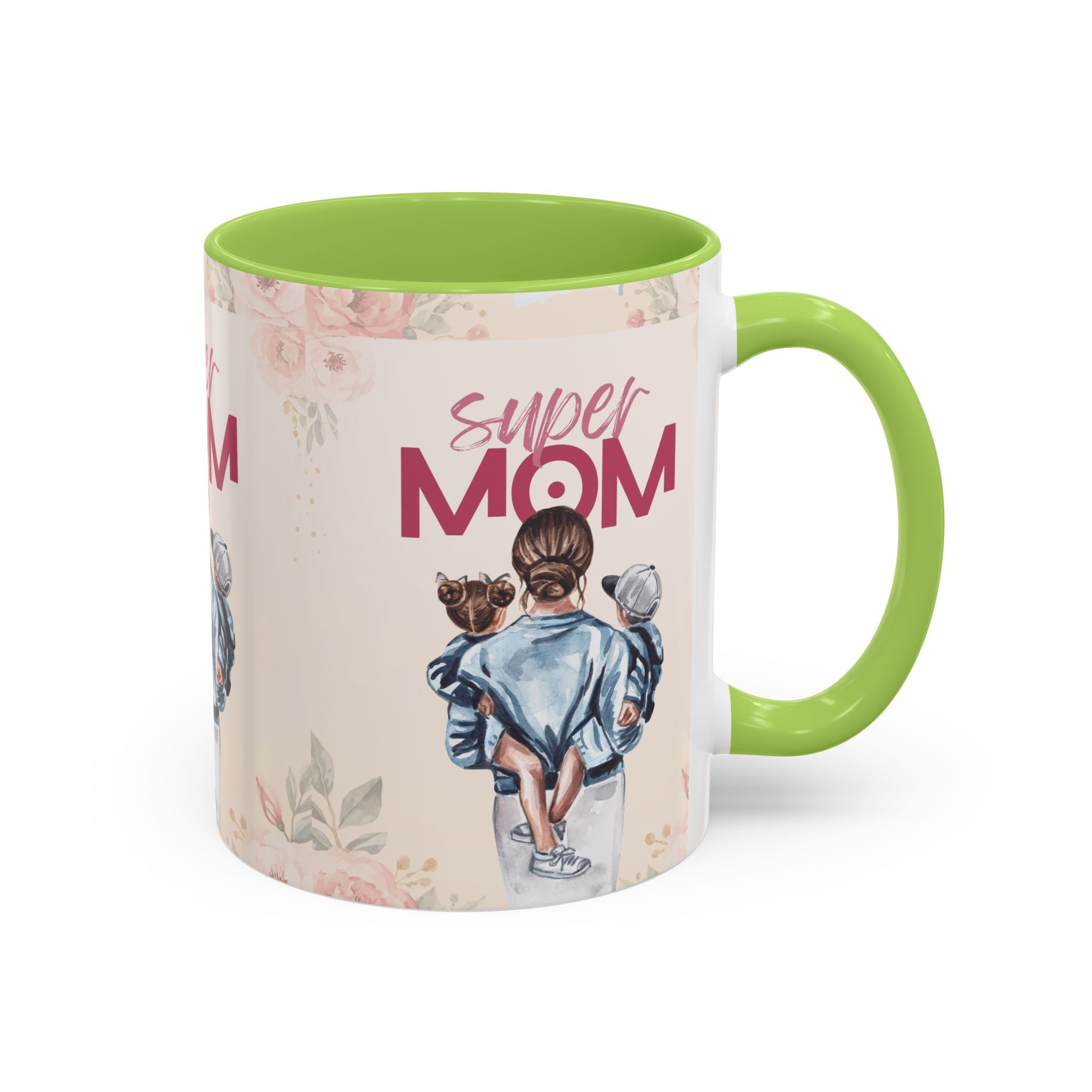 Keramikbecher „Super MOM“ mit Farbakzent | Tasse für Mamas