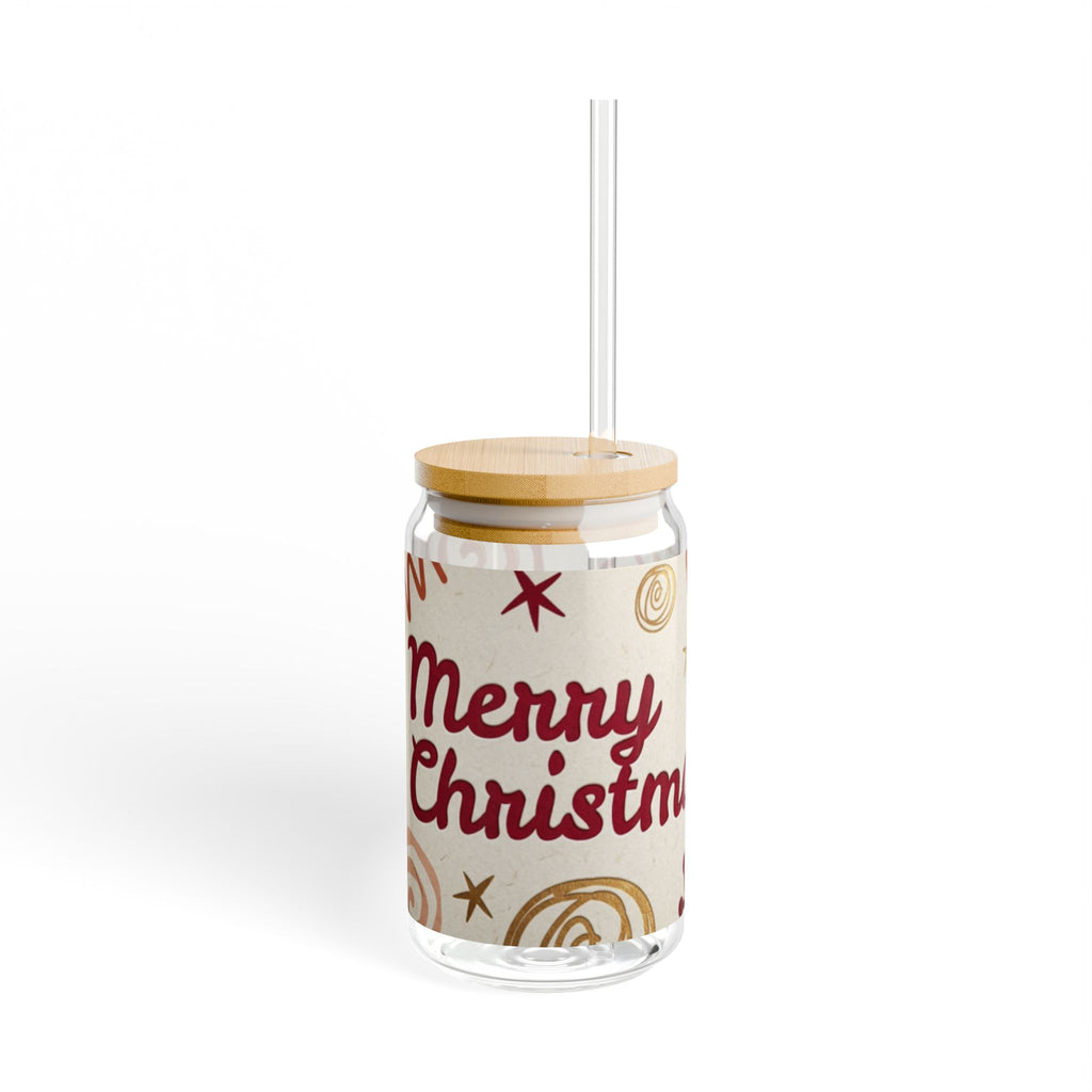 Glasbecher mit Strohhalm & Bambusdeckel „Sipper Glass“ | 16oz Becher aus gehärtetem Glas