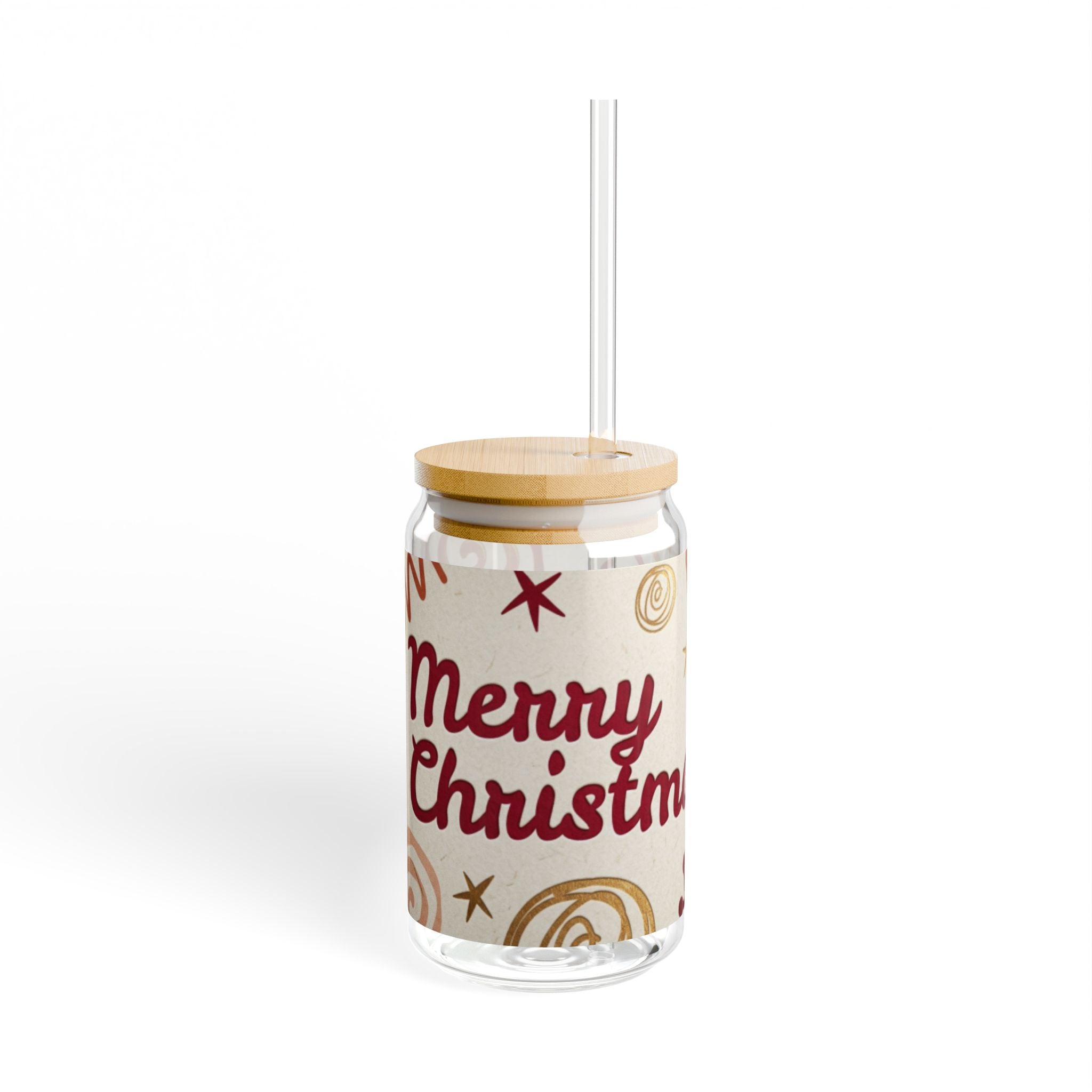 Glasbecher mit Strohhalm & Bambusdeckel „Sipper Glass“ | 16oz Becher aus gehärtetem Glas