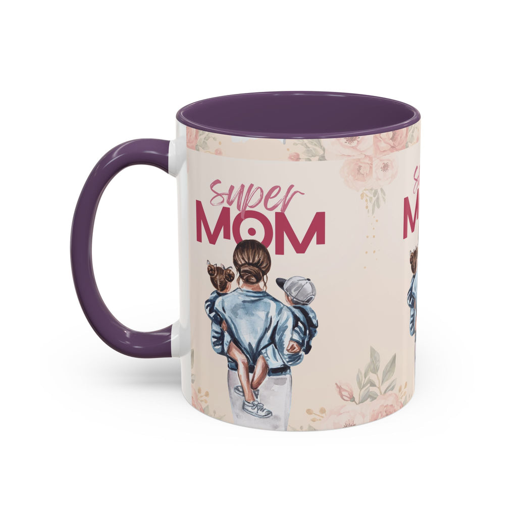 Keramikbecher „Super MOM“ mit Farbakzent | Tasse für Mamas