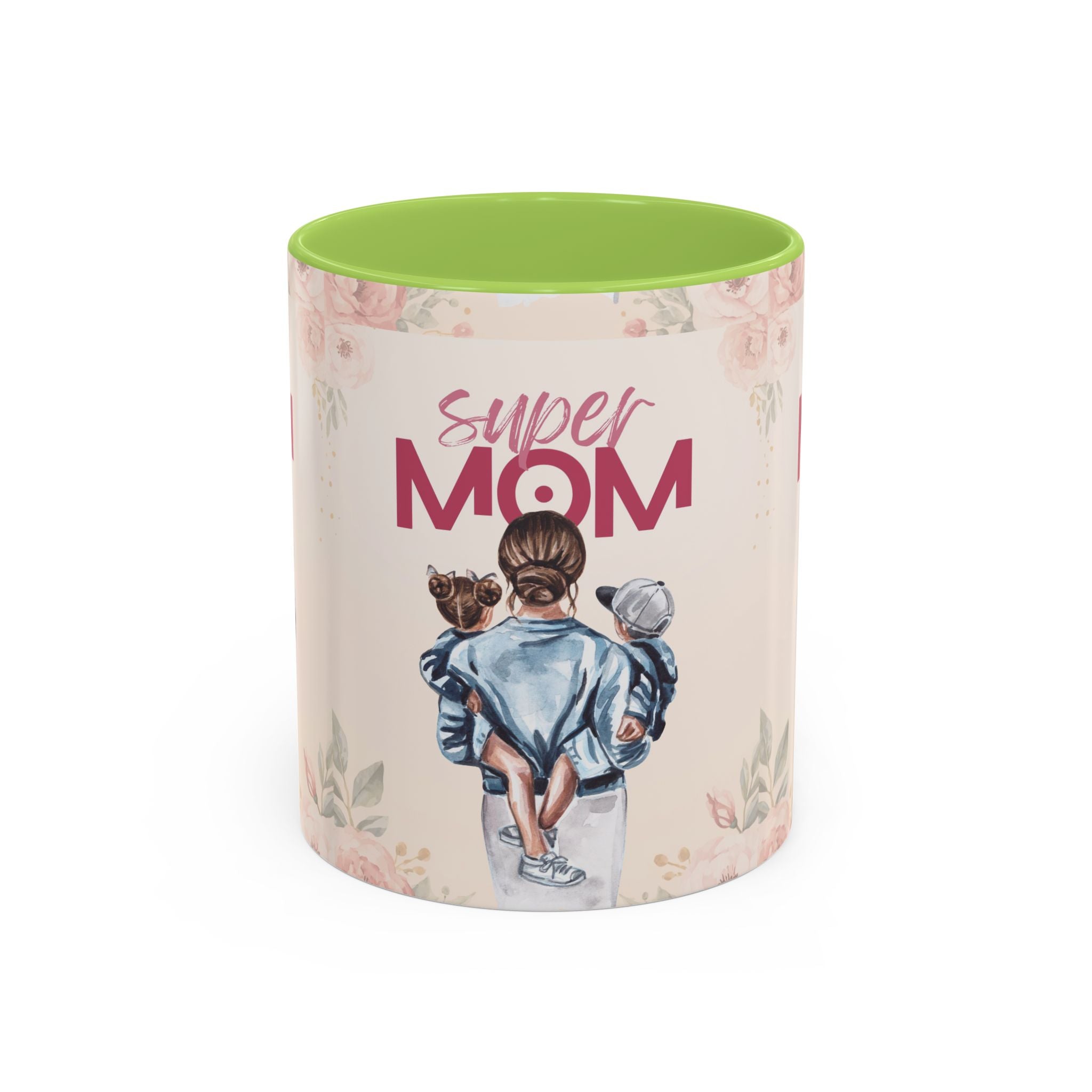 Keramikbecher „Super MOM“ mit Farbakzent | Tasse für Mamas