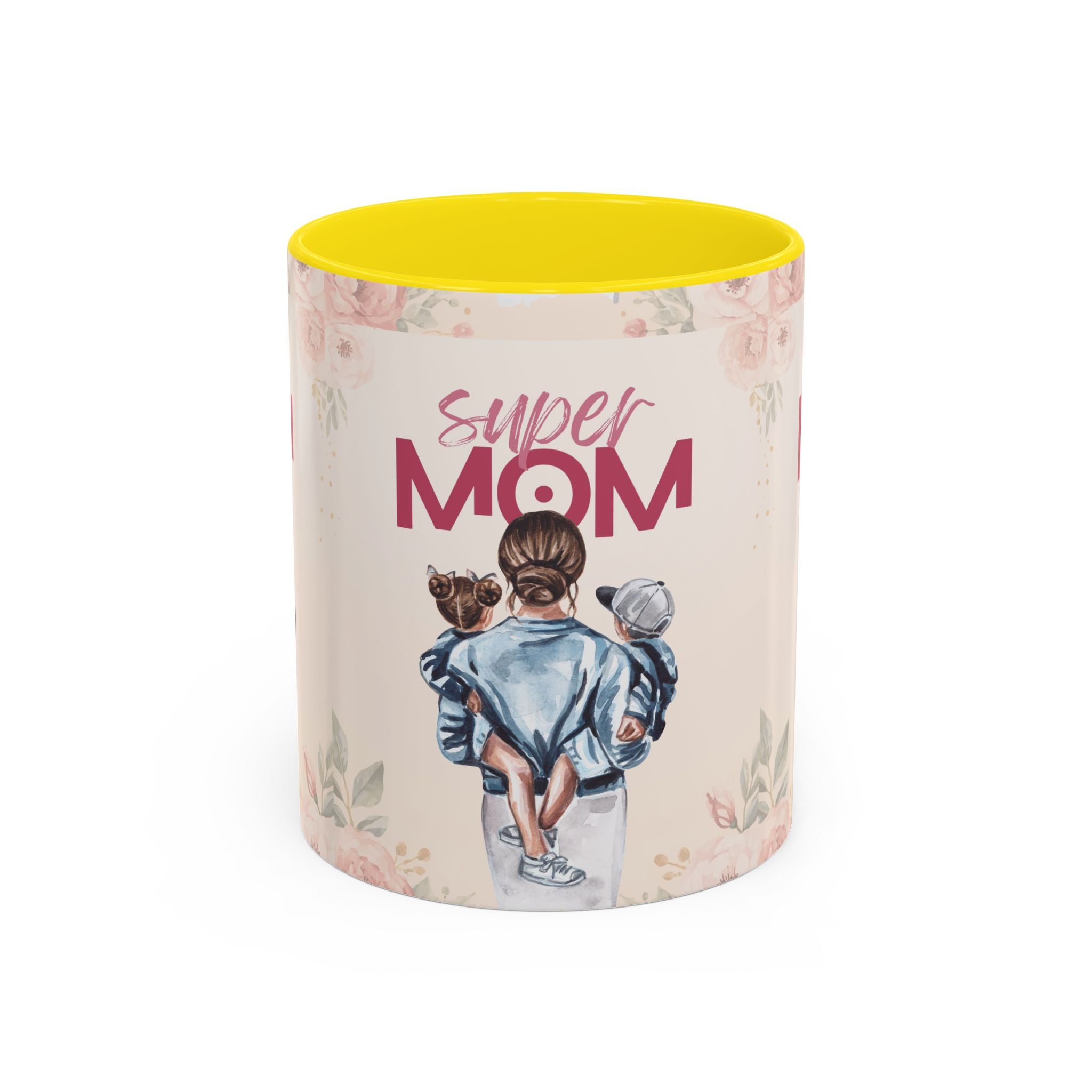 Keramikbecher „Super MOM“ mit Farbakzent | Tasse für Mamas