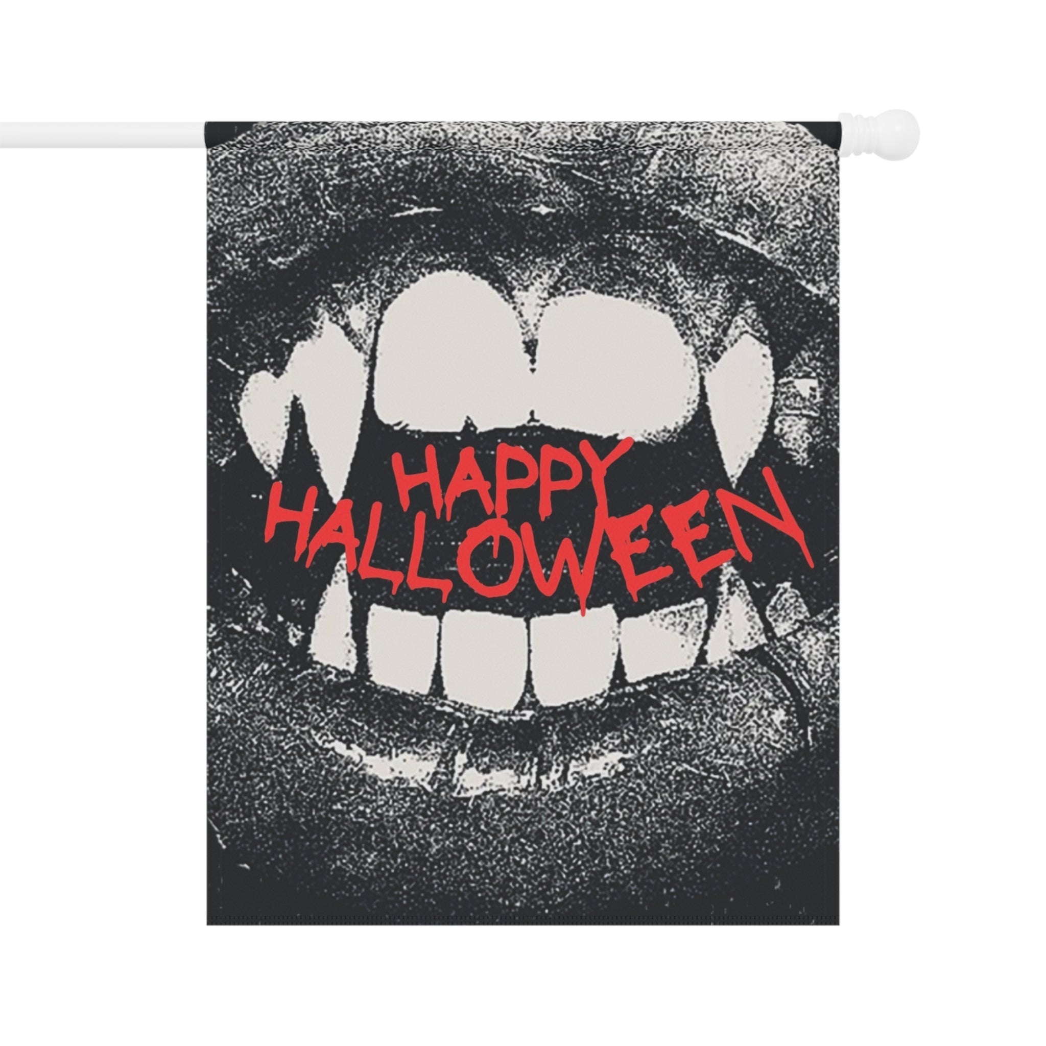Happy Halloween“ Garten- & Hausbanner mit Vampirzähnen | Gruselige Halloween Flagge