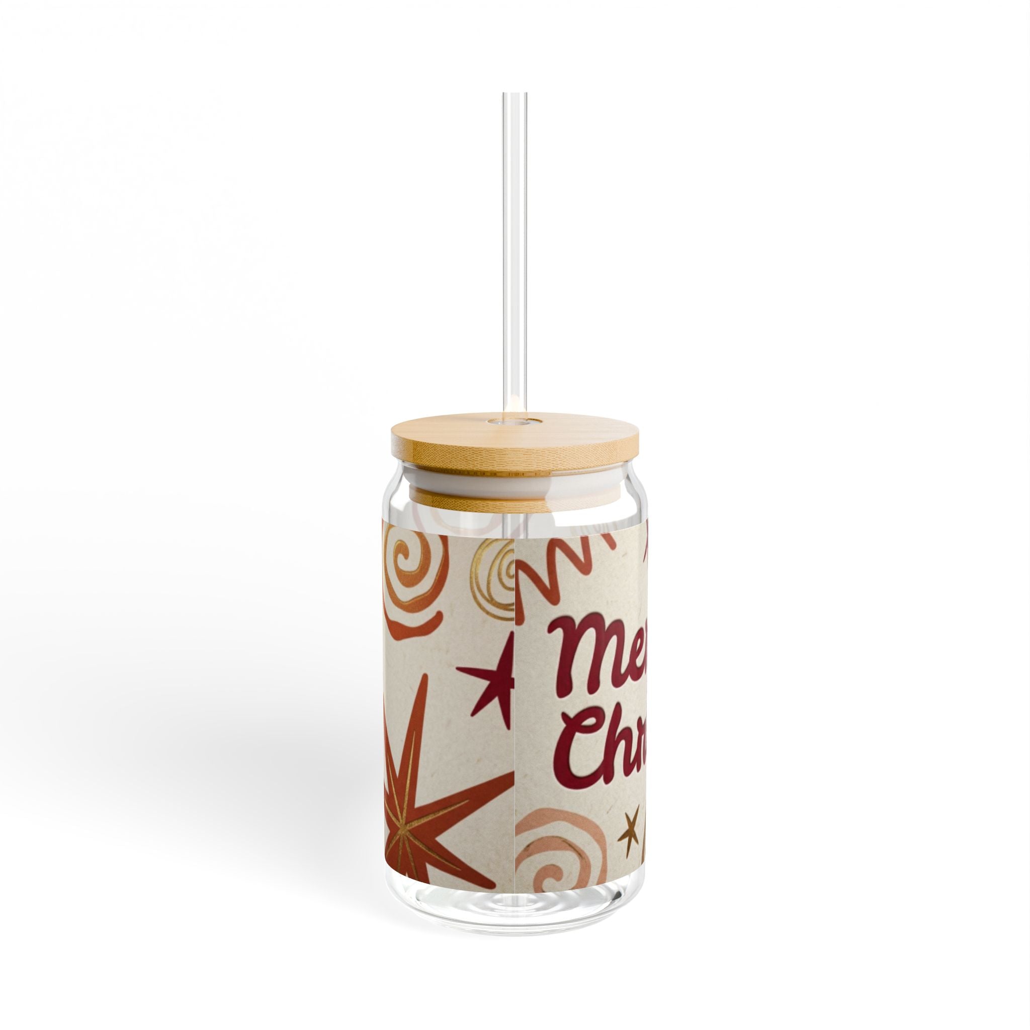Glasbecher mit Strohhalm & Bambusdeckel „Sipper Glass“ | 16oz Becher aus gehärtetem Glas