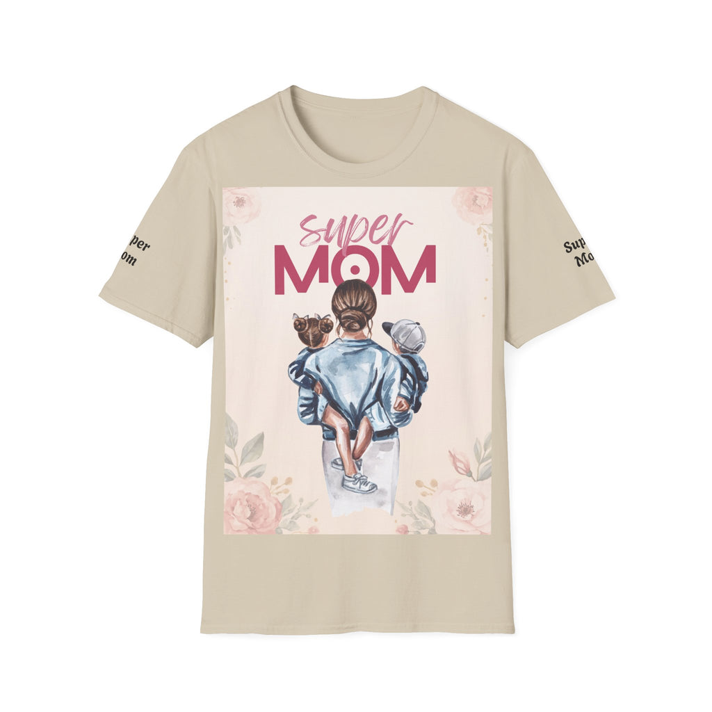 Unisex T-Shirt „Super Mom & Hund“ | Weiches Baumwoll-Shirt mit Pastell-Illustration