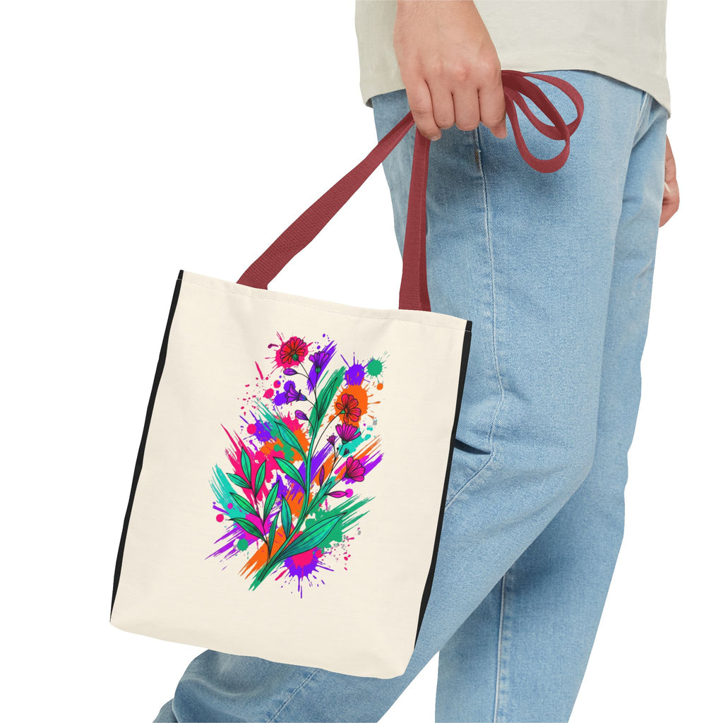 Polyester-Tragetasche „Aquarell-Blüten“ | Robuste Einkaufstasche mit Kunst-Flair