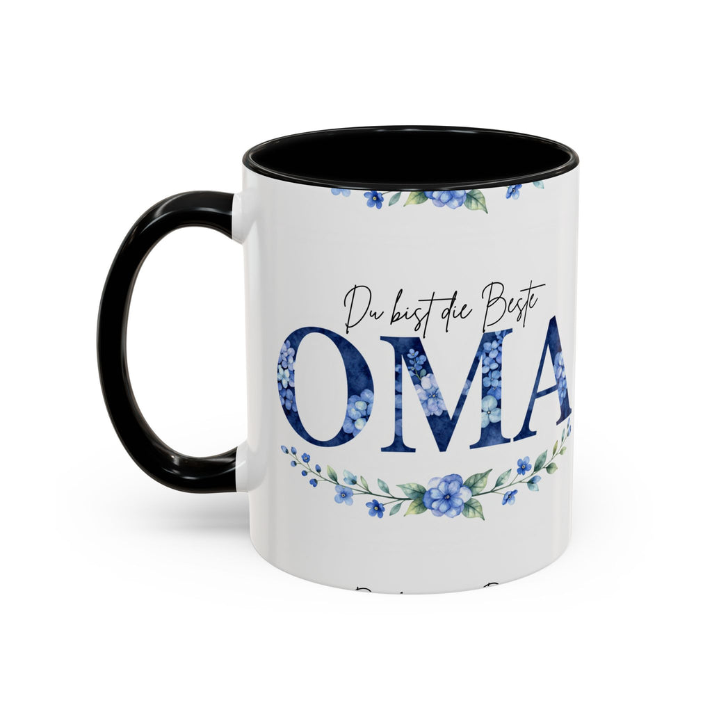 Oma Tasse – Du bist die Beste – Blumen-Motiv | Keramik Kaffeetasse Geschenk (11/15oz)