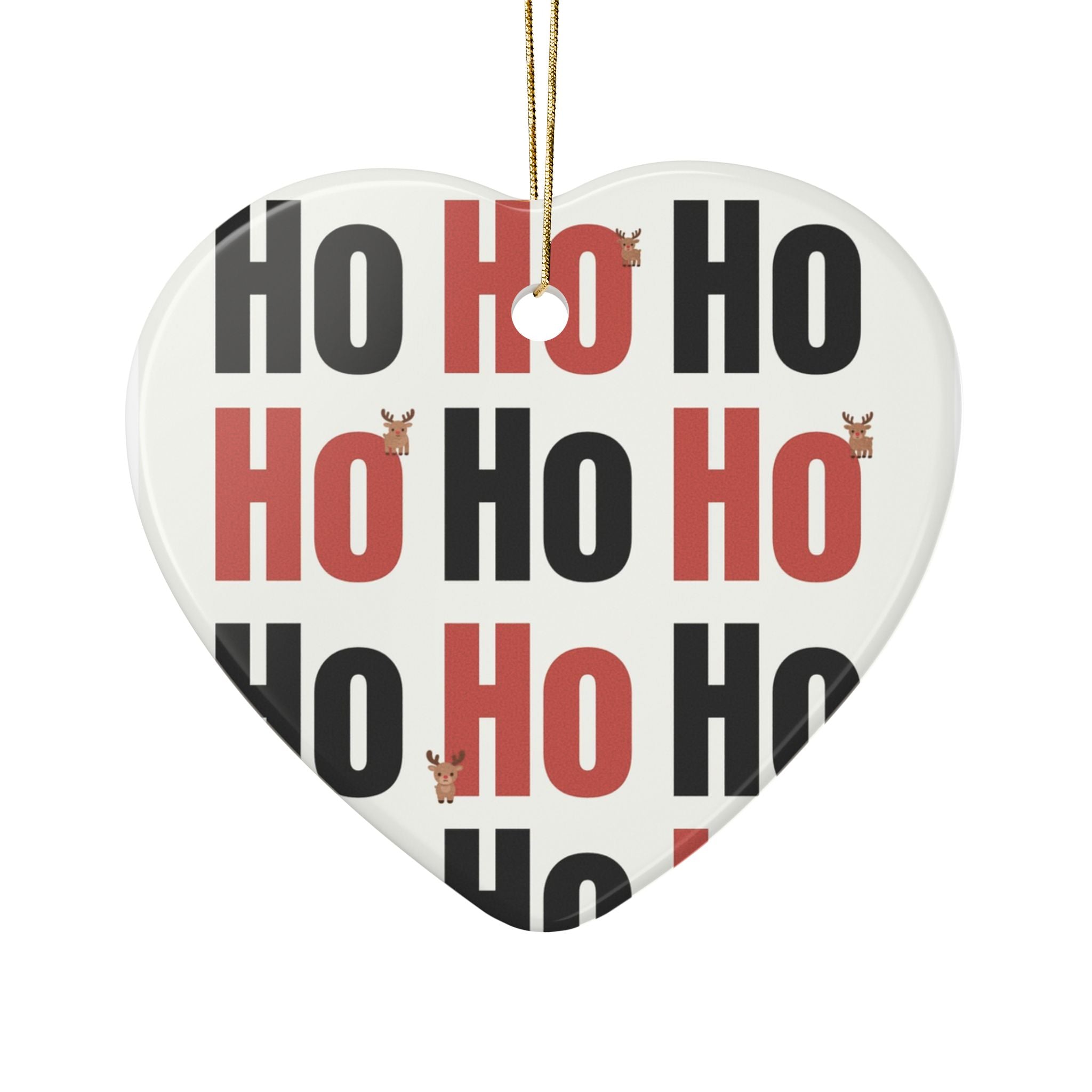 Keramik-Weihnachtsanhänger „Ho Ho Ho“ – Moderner Christbaumschmuck