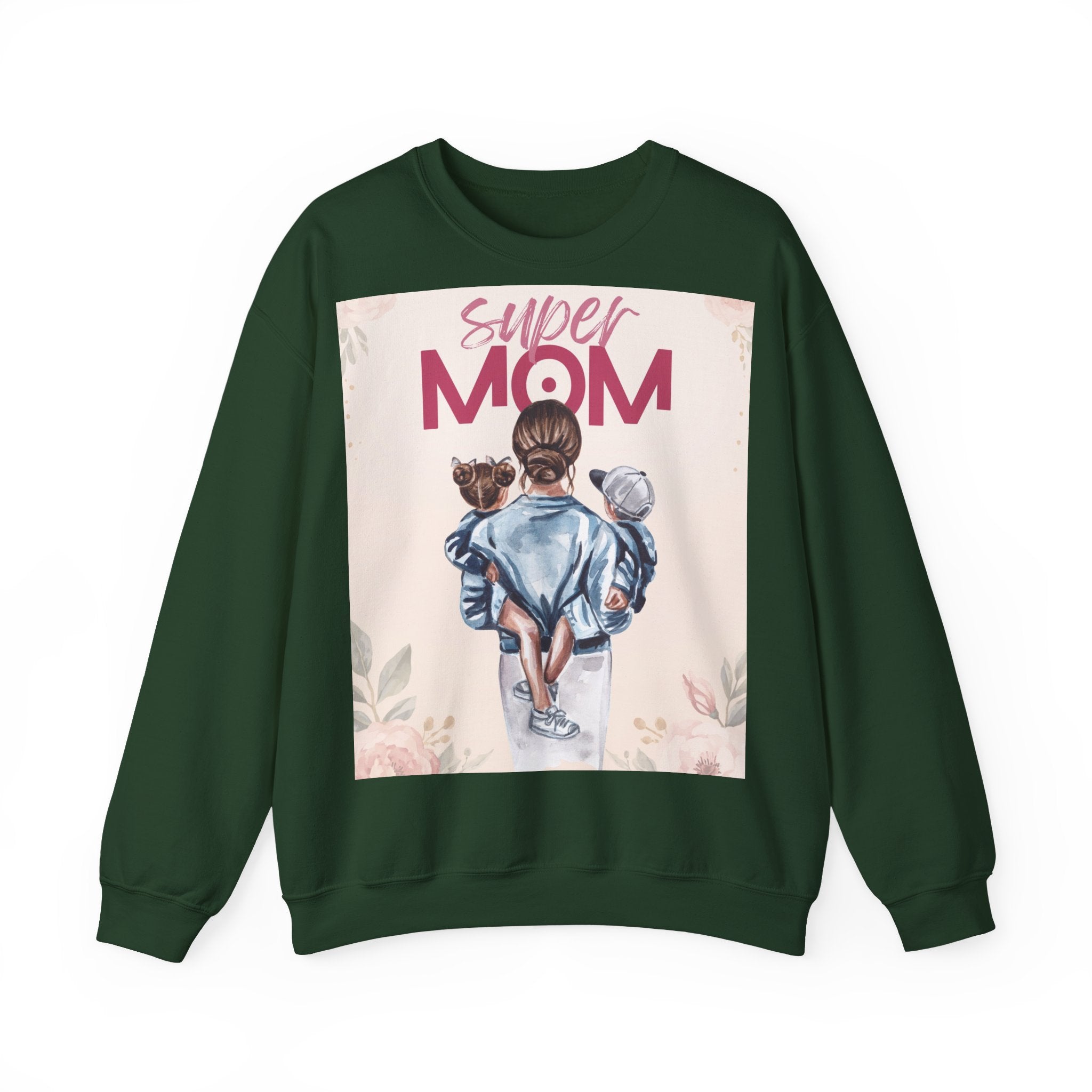 Unisex Sweatshirt „Super Mom“ | Gemütlicher Pullover mit Blumen-Illustration