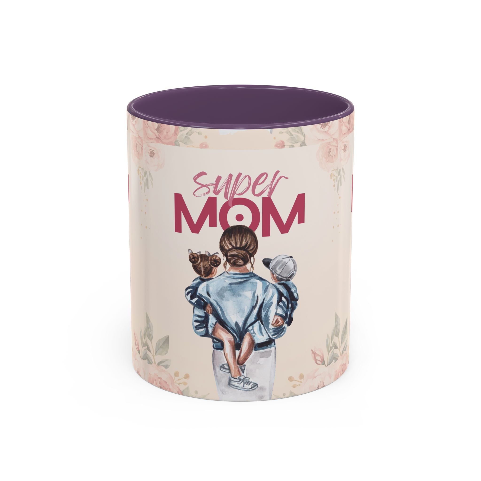 Keramikbecher „Super MOM“ mit Farbakzent | Tasse für Mamas