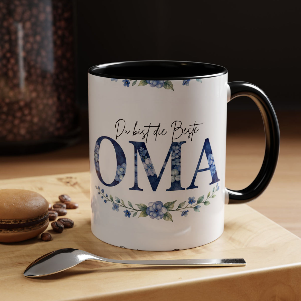Oma Tasse – Du bist die Beste – Blumen-Motiv | Keramik Kaffeetasse Geschenk (11/15oz)