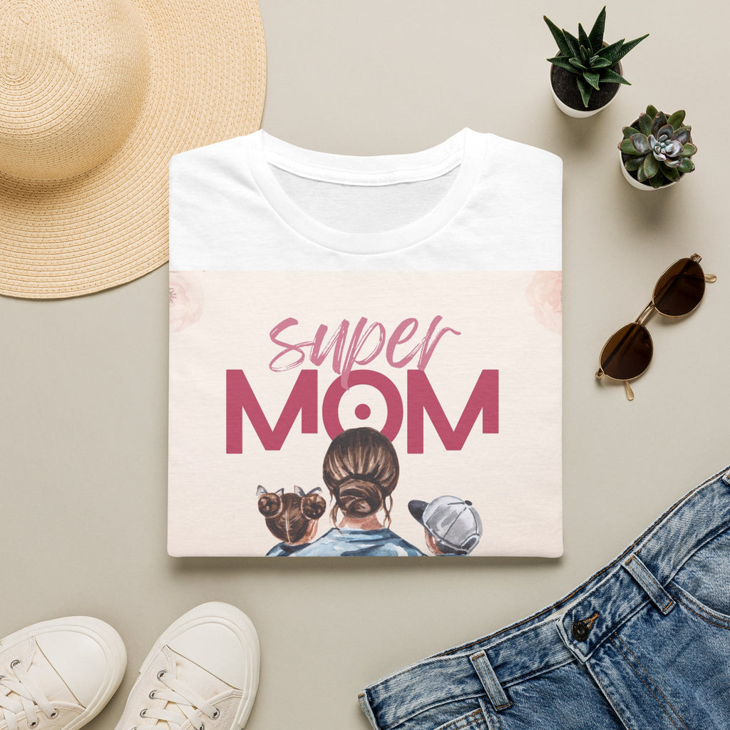 Unisex T-Shirt „Super Mom & Hund“ | Weiches Baumwoll-Shirt mit Pastell-Illustration