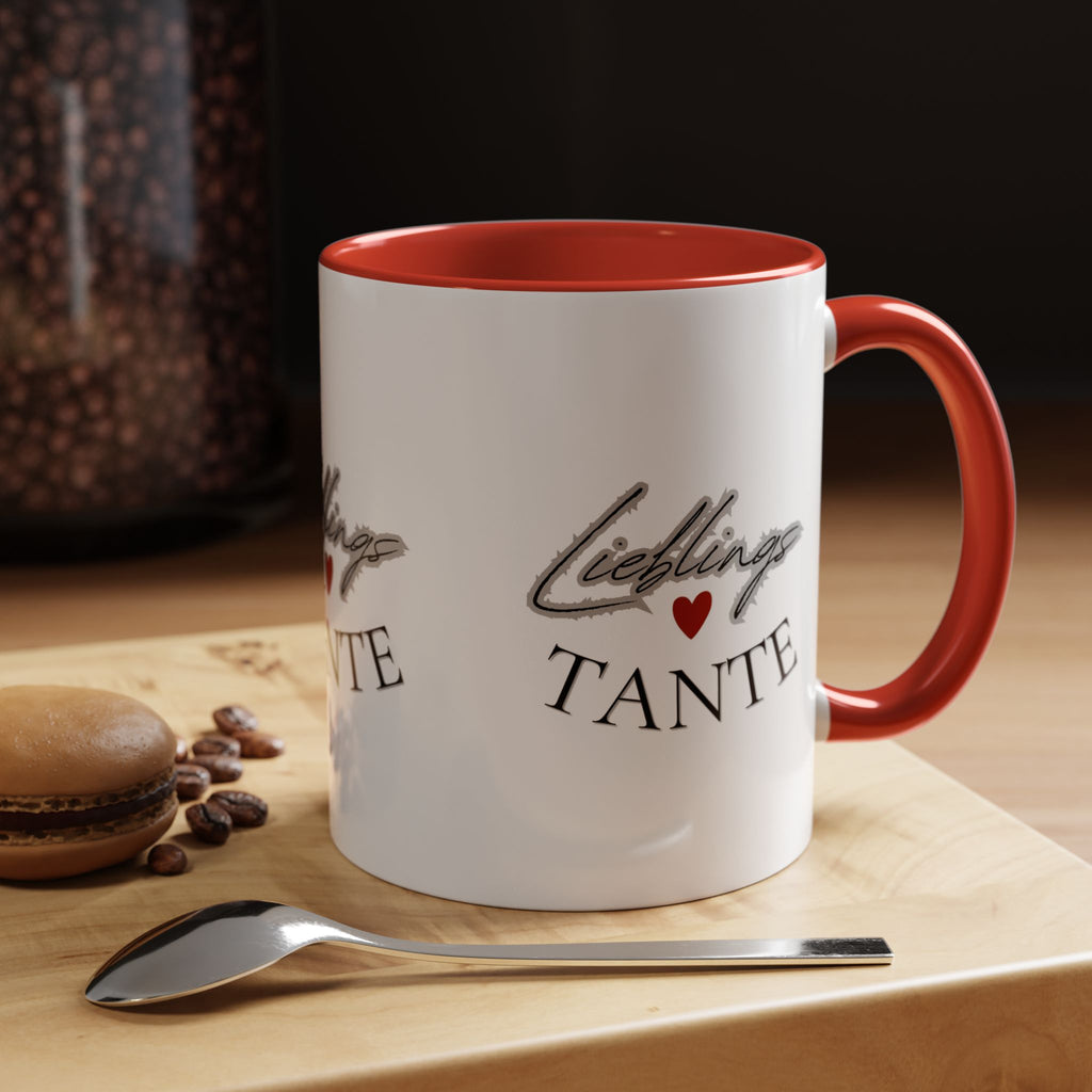 Lieblings Tante Kaffeebecher — Akzent-Keramiktasse mit Herz (11/15oz)