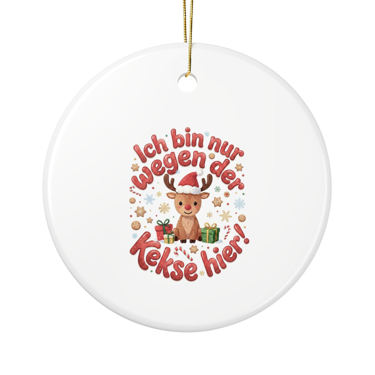 Keramik-Weihnachtsanhänger mit süßem Rentier-Motiv