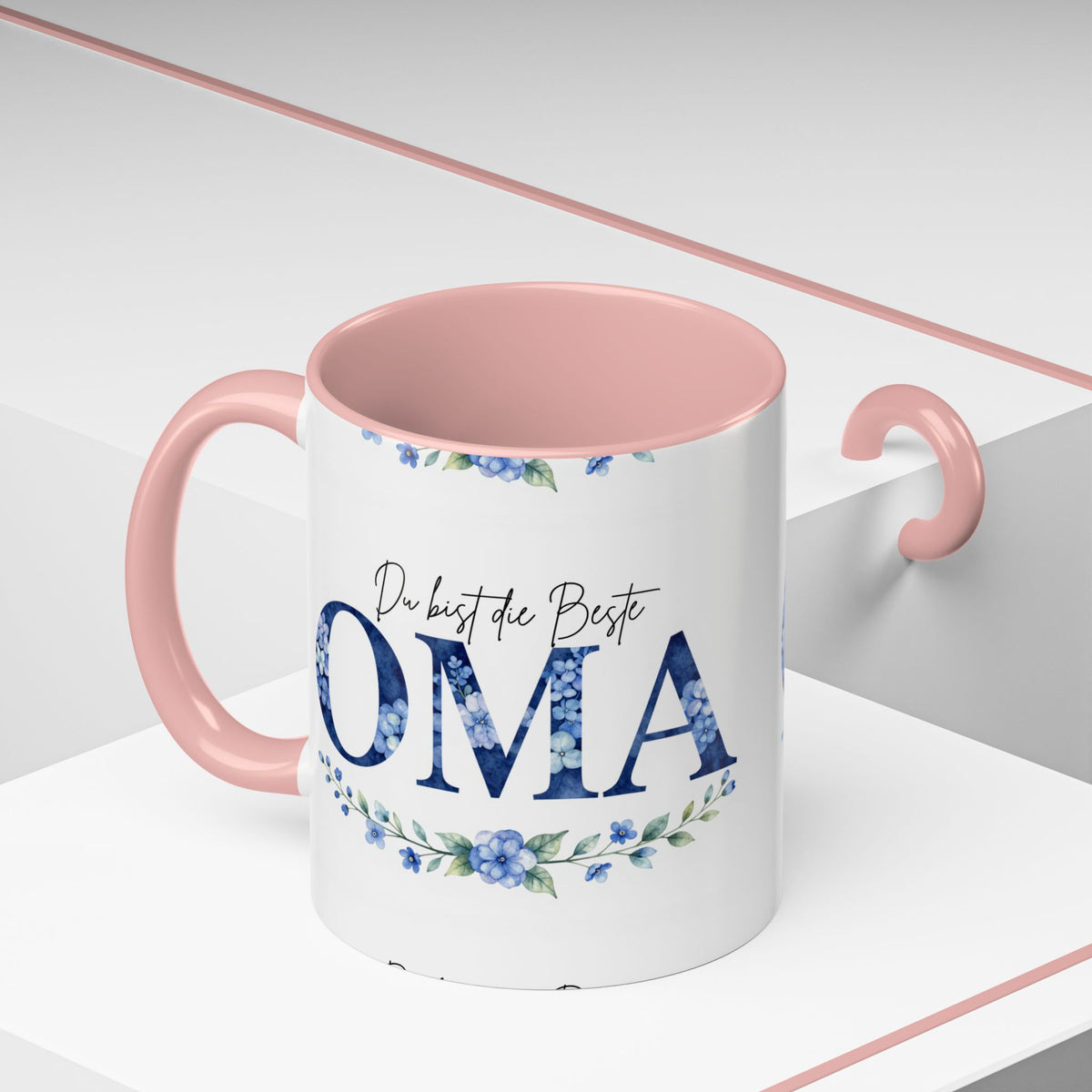 Oma Tasse – Du bist die Beste – Blumen-Motiv | Keramik Kaffeetasse Geschenk (11/15oz)