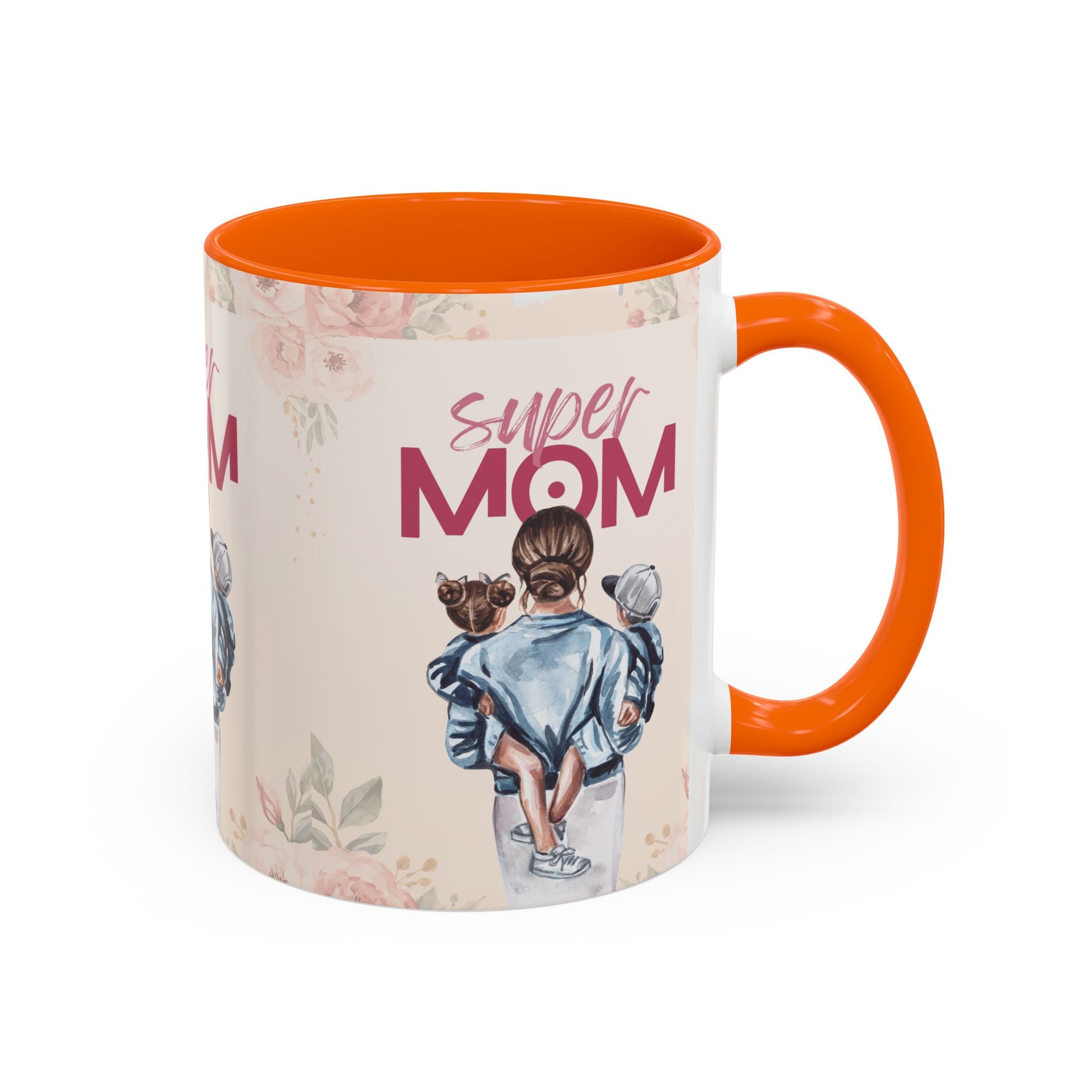 Keramikbecher „Super MOM“ mit Farbakzent | Tasse für Mamas