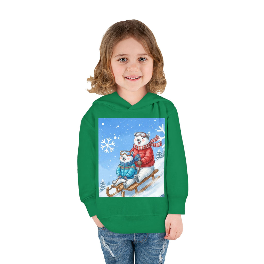 Kinder Fleece-Kapuzenpullover „Schlittenspaß mit Weihnachtsmann“ – Premium Qualität