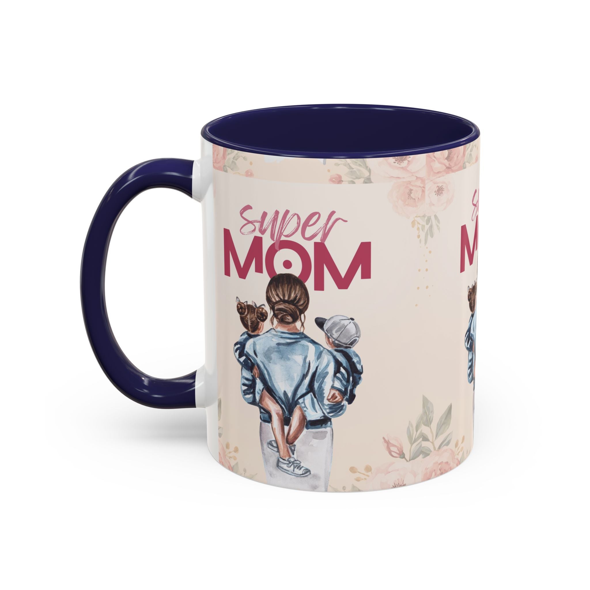 Keramikbecher „Super MOM“ mit Farbakzent | Tasse für Mamas