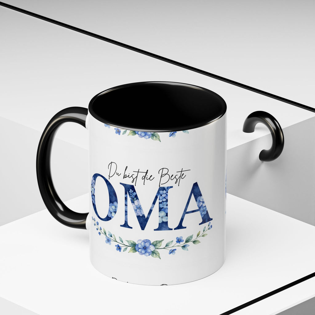 Oma Tasse – Du bist die Beste – Blumen-Motiv | Keramik Kaffeetasse Geschenk (11/15oz)