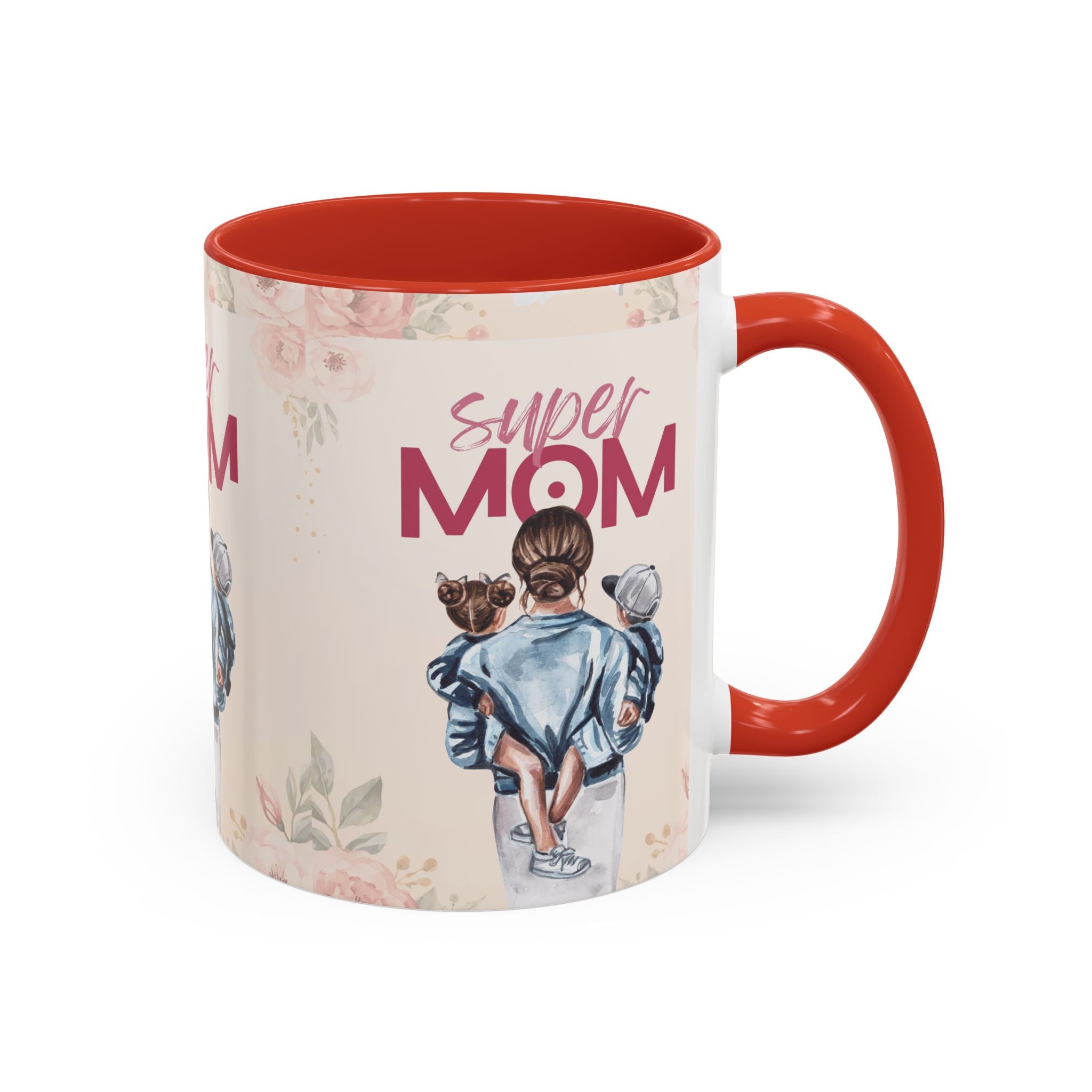 Keramikbecher „Super MOM“ mit Farbakzent | Tasse für Mamas