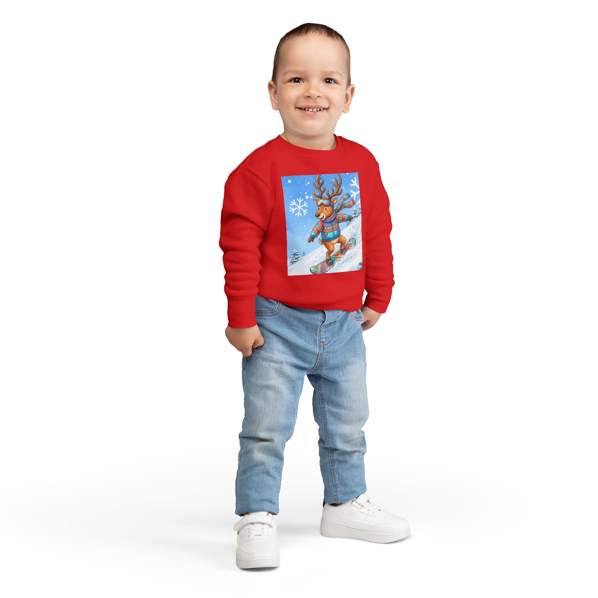 Kleinkind-Sweatshirt mit Snowboard-Rentier