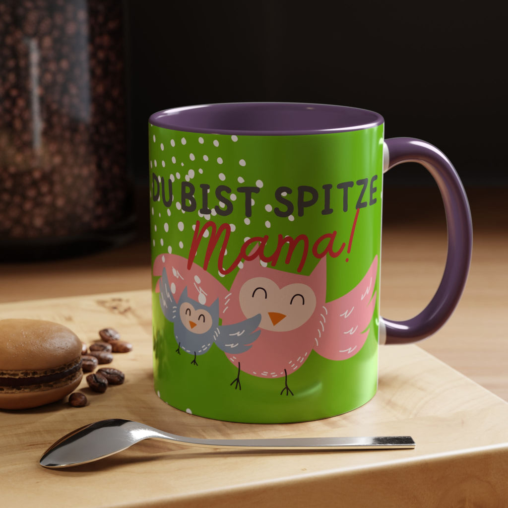 Mama Tasse – Du bist spitze! – Eulen-Motiv | Keramik Kaffeebecher Muttertagsgeschenk (11/15oz)