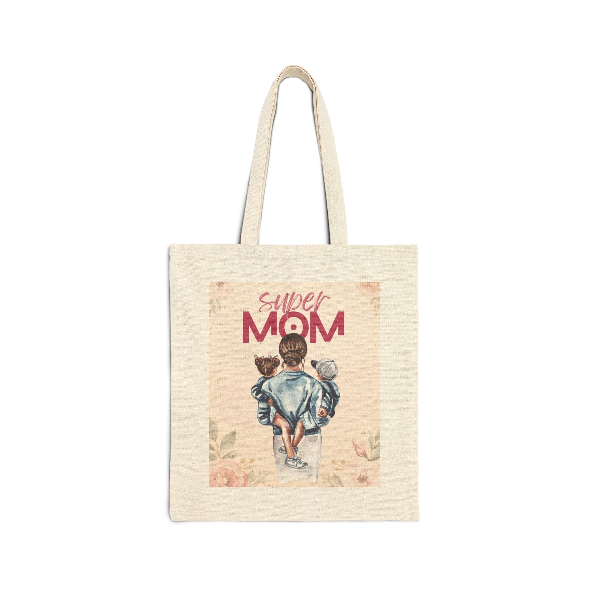 Baumwoll-Tragetasche „Super Mom“ | Robuste Canvas-Tasche mit Vintage-Print