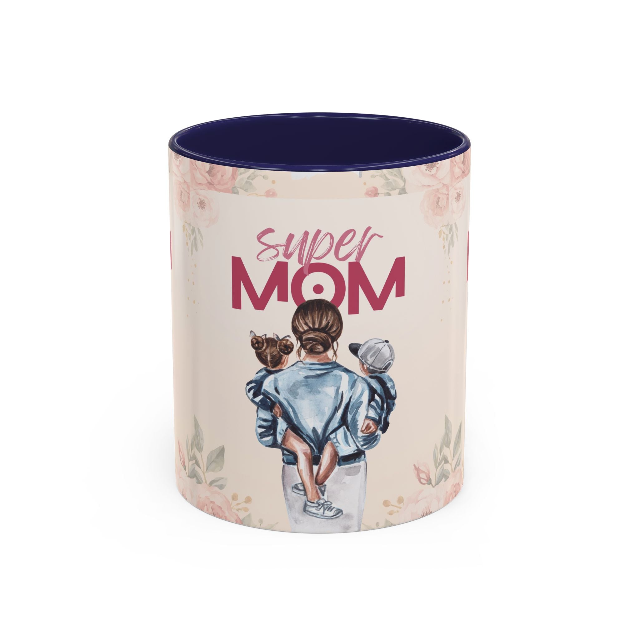 Keramikbecher „Super MOM“ mit Farbakzent | Tasse für Mamas