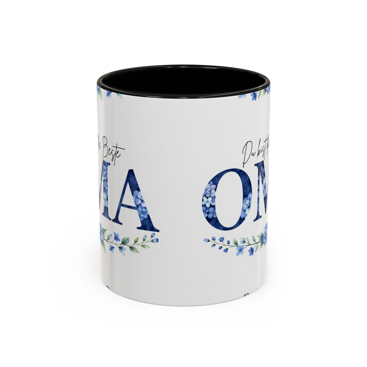 Oma Tasse – Du bist die Beste – Blumen-Motiv | Keramik Kaffeetasse Geschenk (11/15oz)