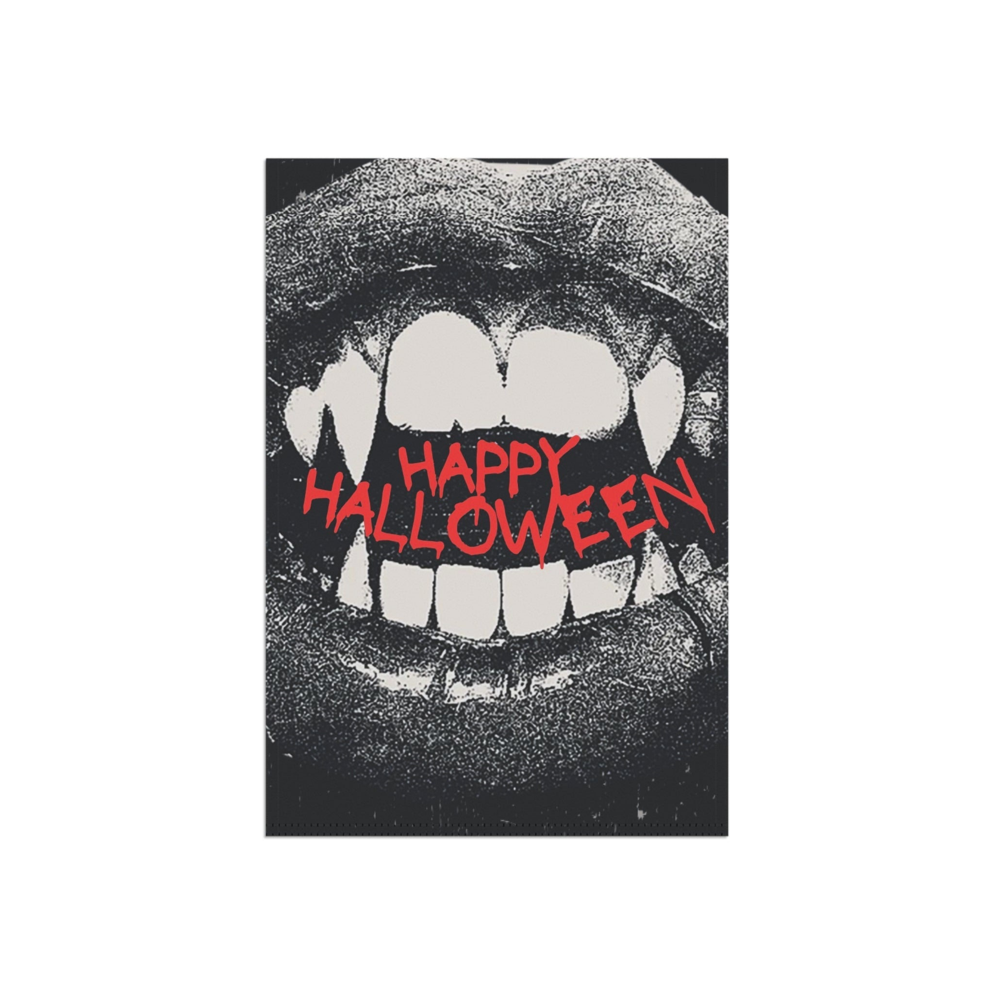 Happy Halloween“ Garten- & Hausbanner mit Vampirzähnen | Gruselige Halloween Flagge
